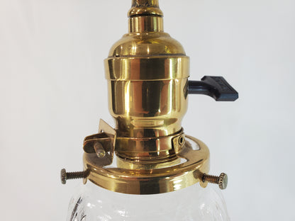 Pair Antique Brass Pendant Light Fixtures antique - glass shades