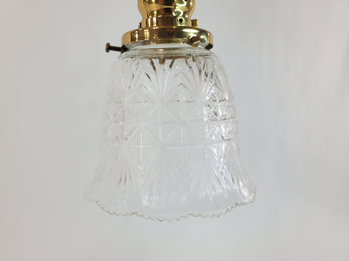 Pair Antique Brass Pendant Light Fixtures antique - glass shades