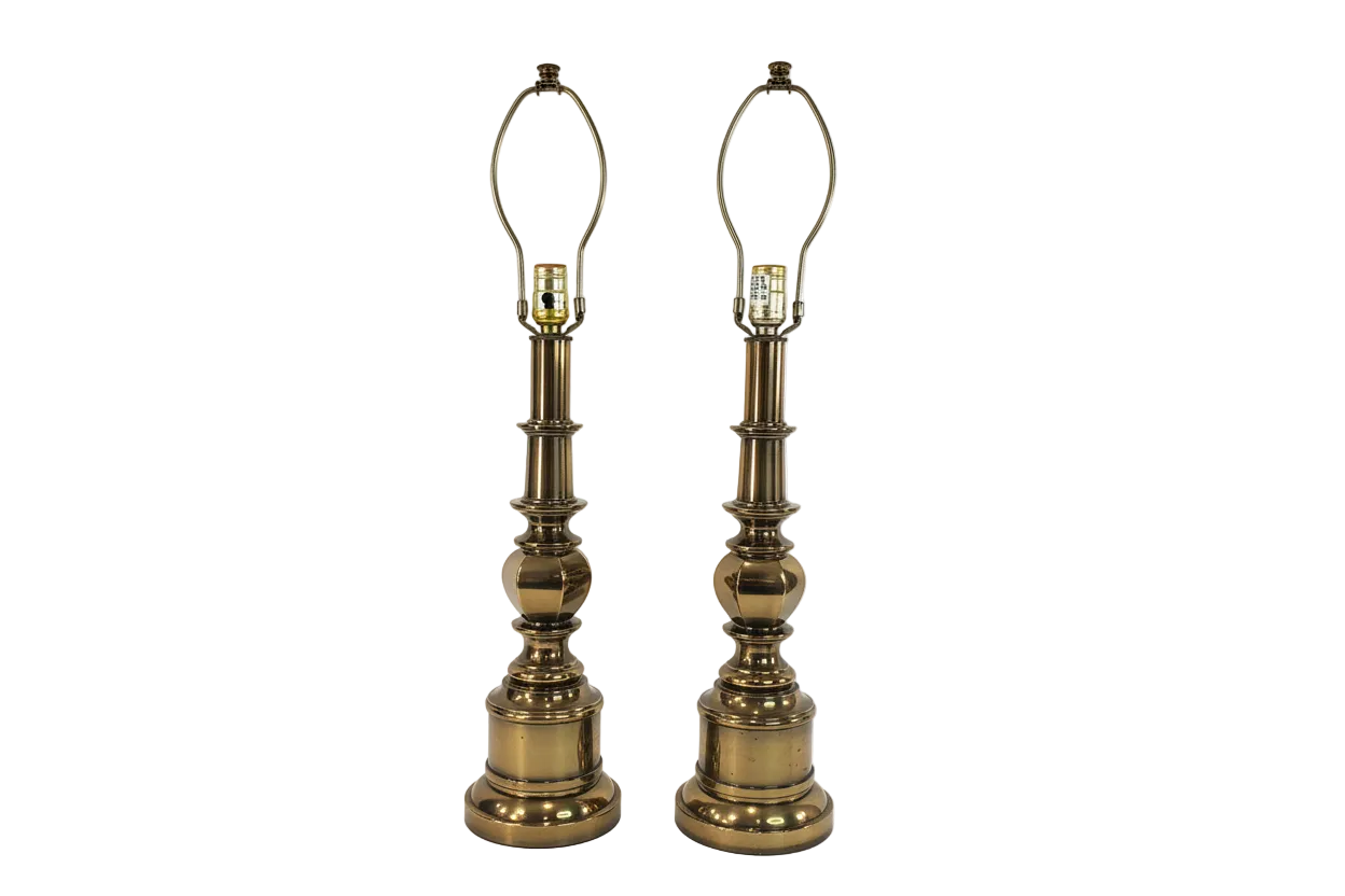 Pair Brass Stiffel Table Lamps - Mid-Century