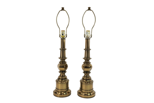 Pair Brass Stiffel Table Lamps - Mid-Century