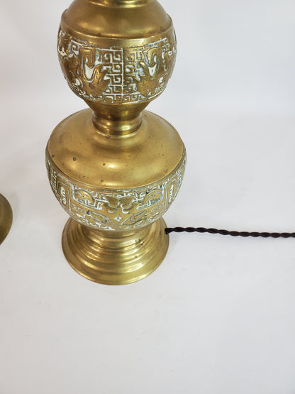 Pair Mid Century James Mont Style Brass Table Lamps