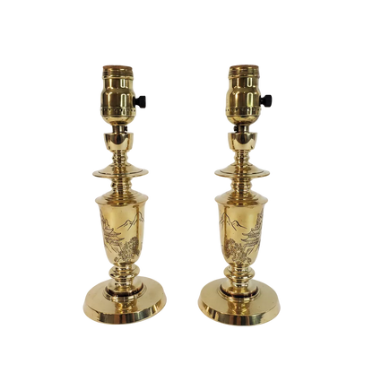 Pair Petite Mid-Century James Mont Style Brass Lamps