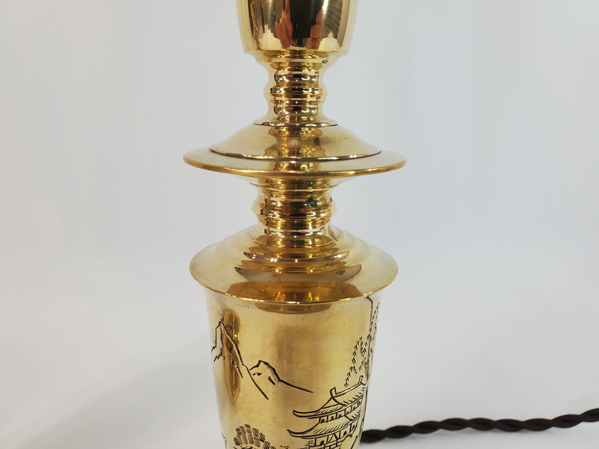 Pair Petite Mid-Century James Mont Style Brass Lamps
