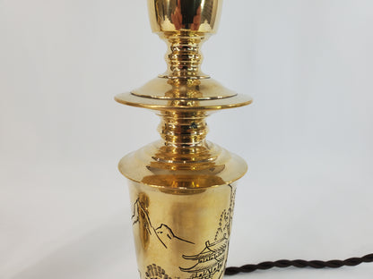 Pair Petite Mid-Century James Mont Style Brass Lamps