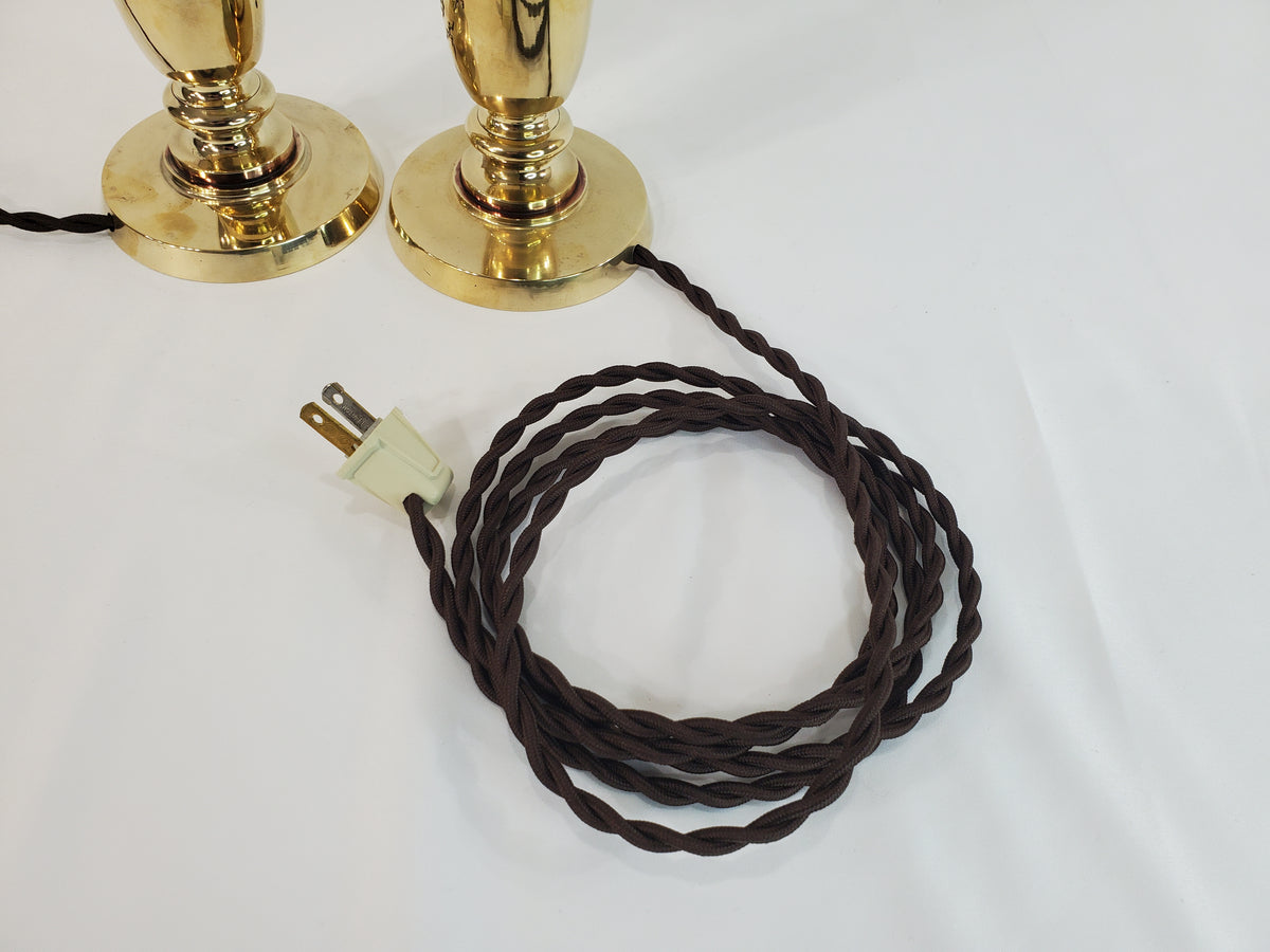 Pair Petite Mid-Century James Mont Style Brass Lamps