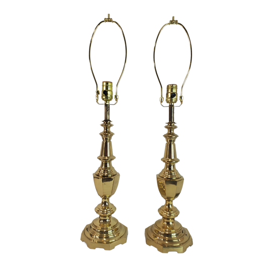 Pair Vintage Brass Table Lamps By Berman