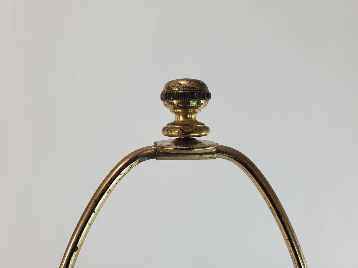 Pair Vintage Brass and Wood Candlestick Table Lamps