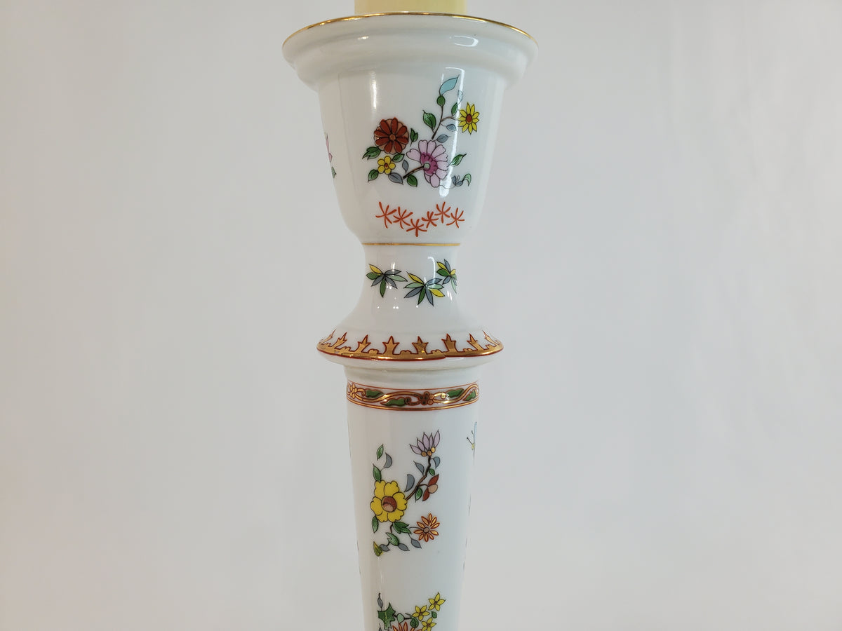 Pair Vintage Frederick Cooper Hand-Painted Chinoiserie Candlestick Lamps