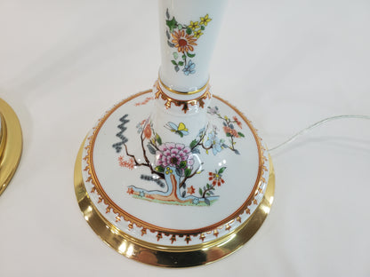 Pair Vintage Frederick Cooper Hand-Painted Chinoiserie Candlestick Lamps