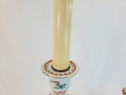 Pair Vintage Frederick Cooper Hand-Painted Chinoiserie Candlestick Lamps
