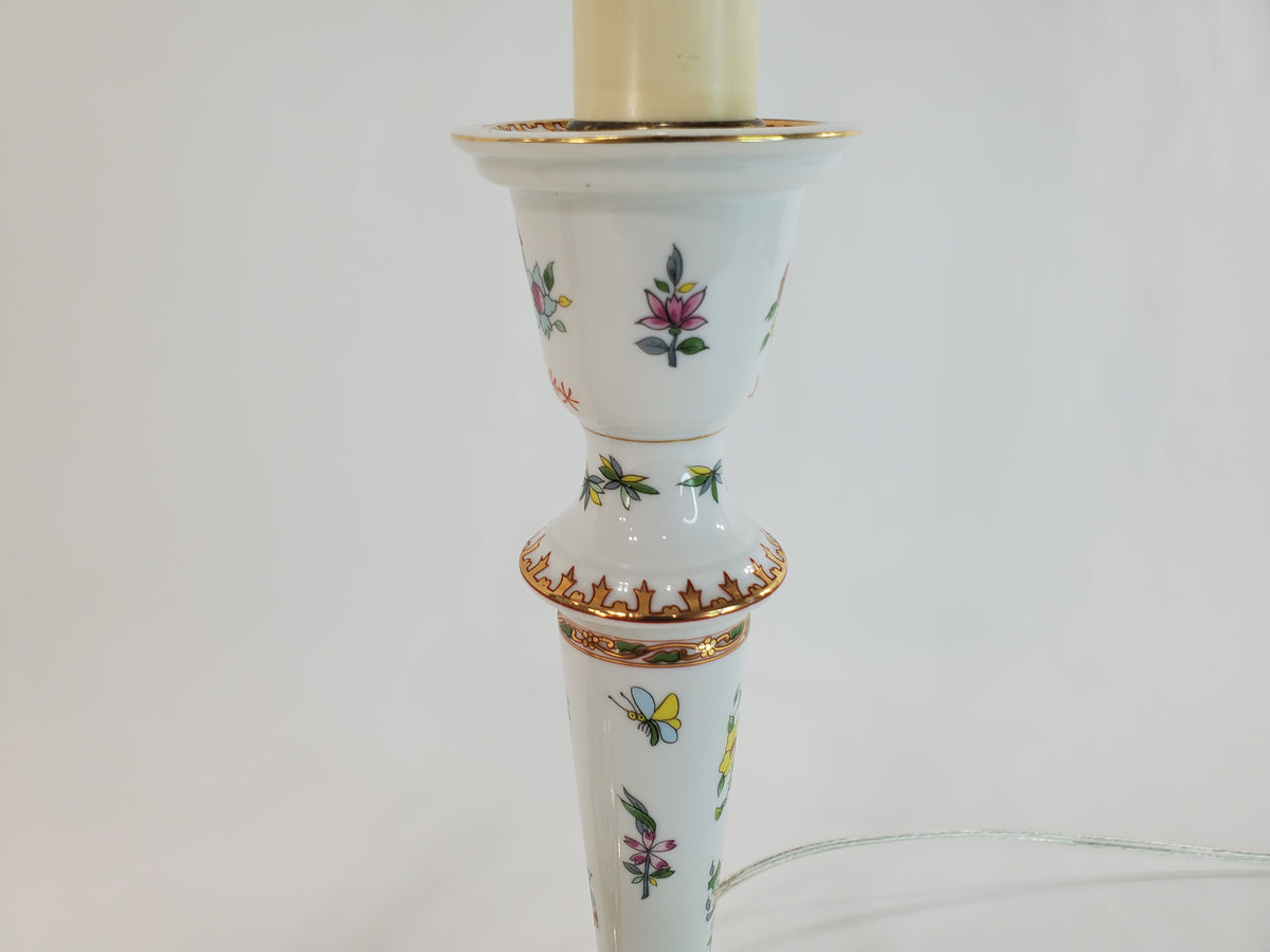 Pair Vintage Frederick Cooper Hand-Painted Chinoiserie Candlestick Lamps