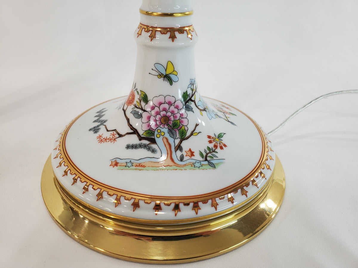 Pair Vintage Frederick Cooper Hand-Painted Chinoiserie Candlestick Lamps