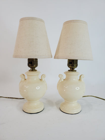 Pair Vintage Petite Ceramic Vanity Table Lamps Early 1900s