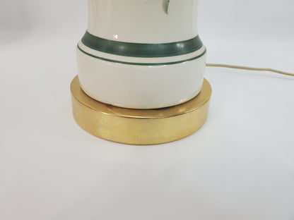 Pair Vintage Porcelain Brass Hand Painted Floral Table Lamps-2