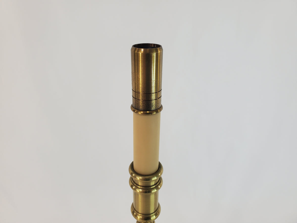 Pair Vintage Solid Brass Candlestick Buffet Lamps by Chapman