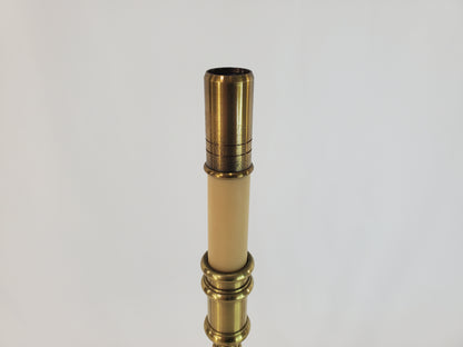 Pair Vintage Solid Brass Candlestick Buffet Lamps by Chapman