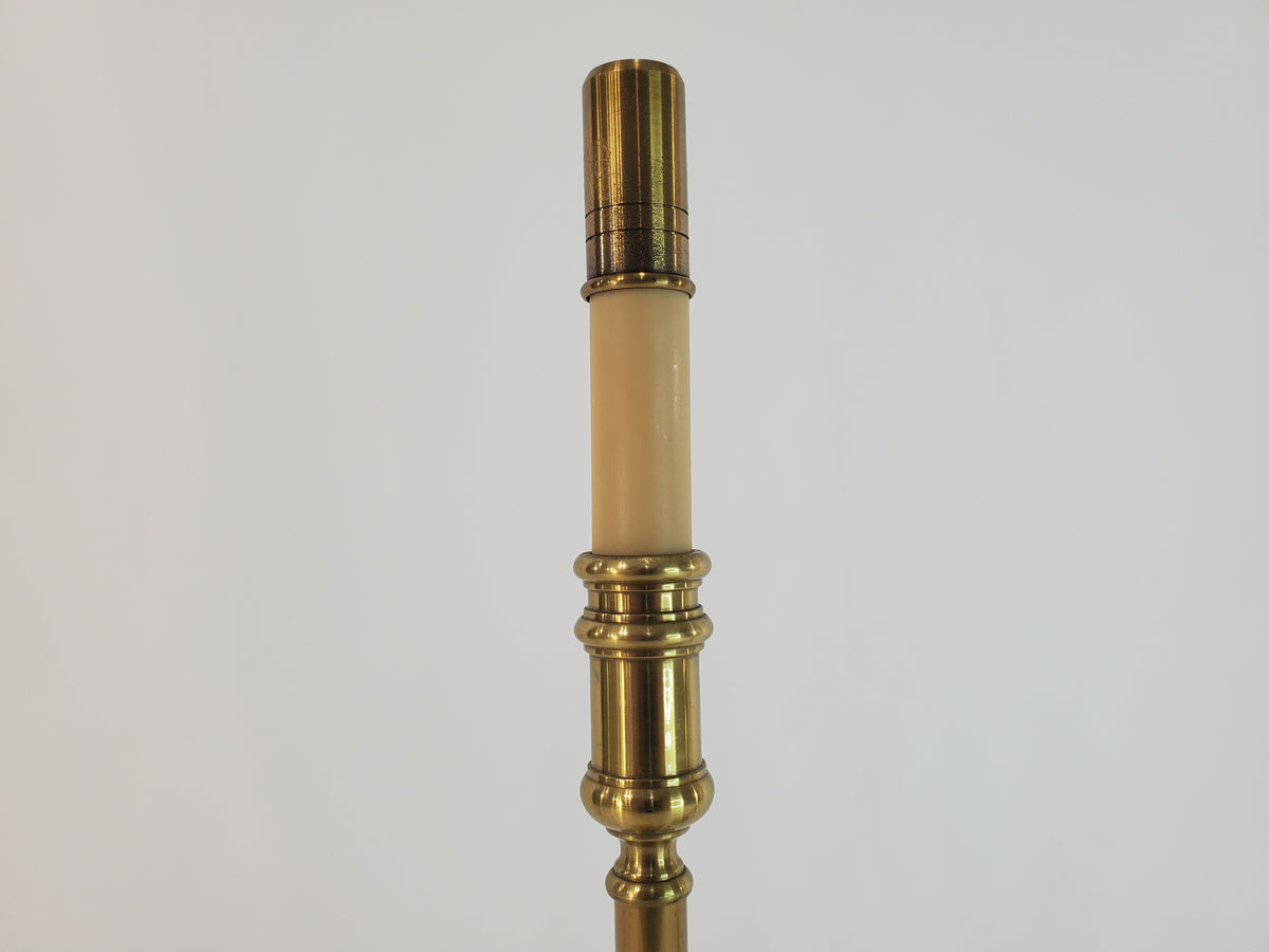 Pair Vintage Solid Brass Candlestick Buffet Lamps by Chapman