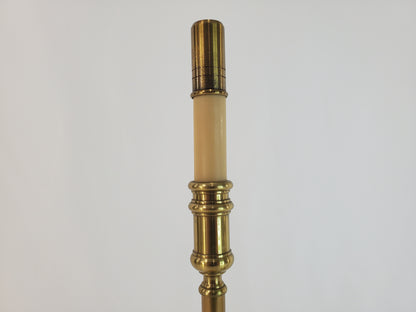 Pair Vintage Solid Brass Candlestick Buffet Lamps by Chapman