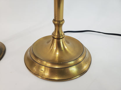 Pair Vintage Solid Brass Candlestick Buffet Lamps by Chapman