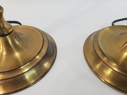 Pair Vintage Solid Brass Candlestick Buffet Lamps by Chapman