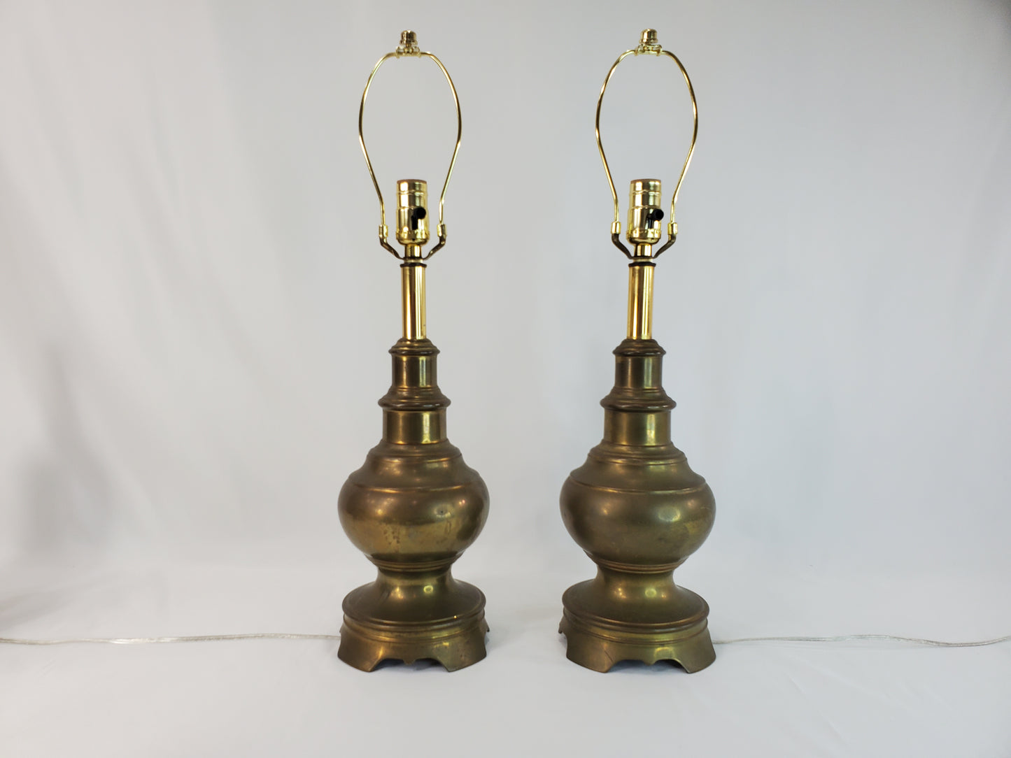 Pair Vintage Stiffel Brass Baluster Table Lamps 1960s
