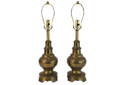 Pair Vintage Stiffel Brass Baluster Table Lamps 1960s