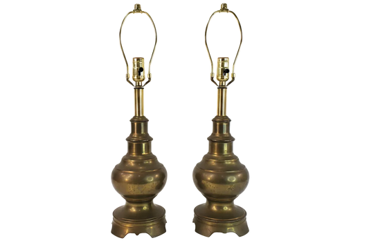 Pair Vintage Stiffel Brass Baluster Table Lamps 1960s