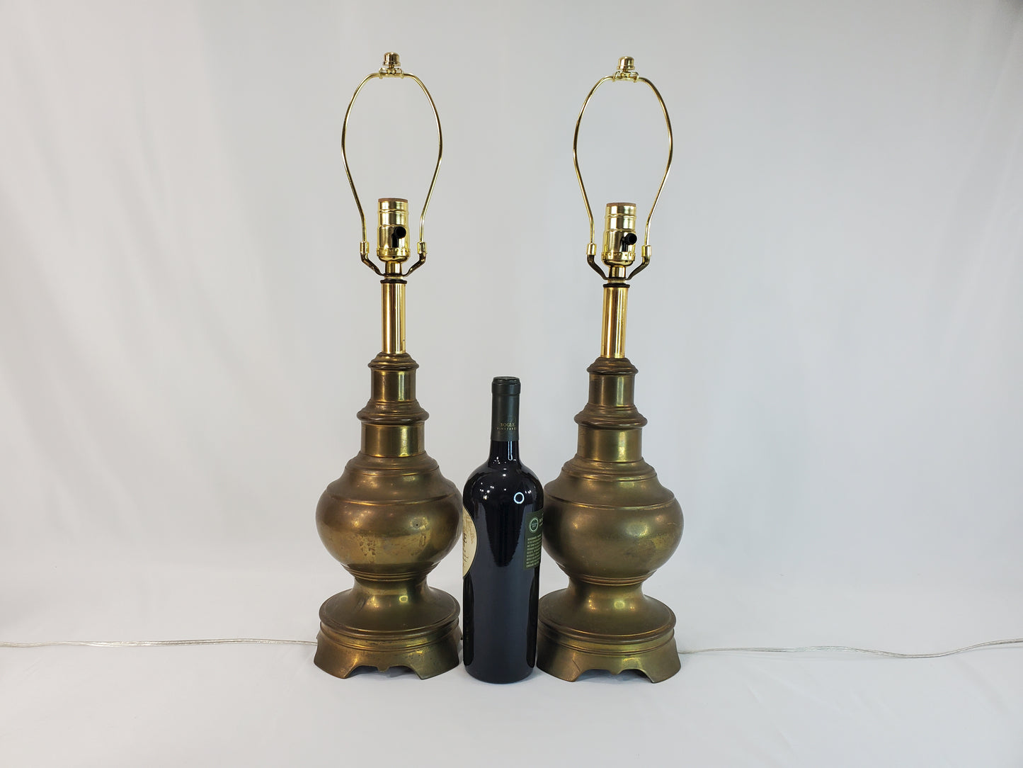 Pair Vintage Stiffel Brass Baluster Table Lamps 1960s