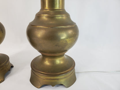 Pair Vintage Stiffel Brass Baluster Table Lamps 1960s