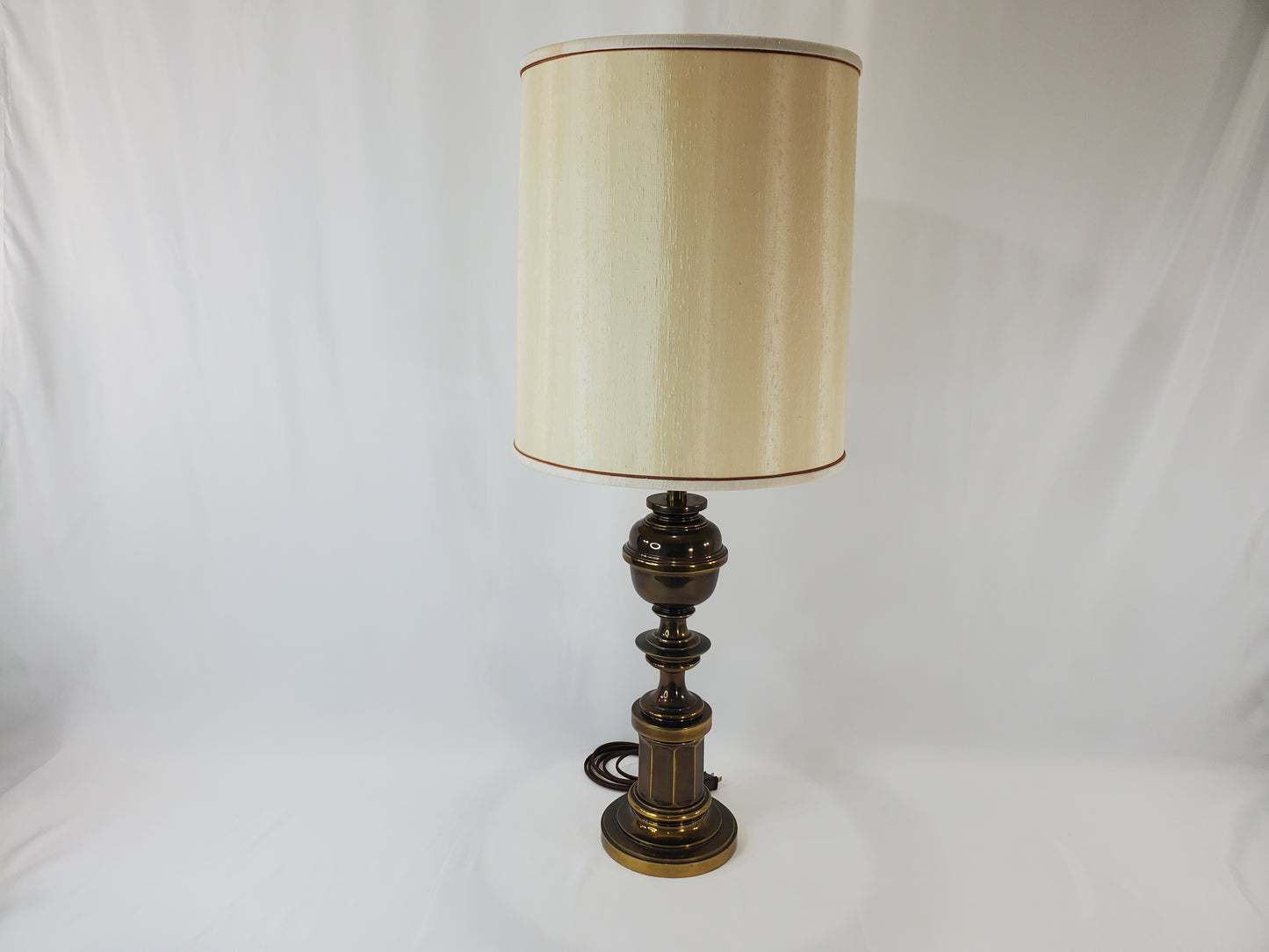 Pair Vintage Stiffel Brass Hollywood Regency Column and Baluster Table Lamps