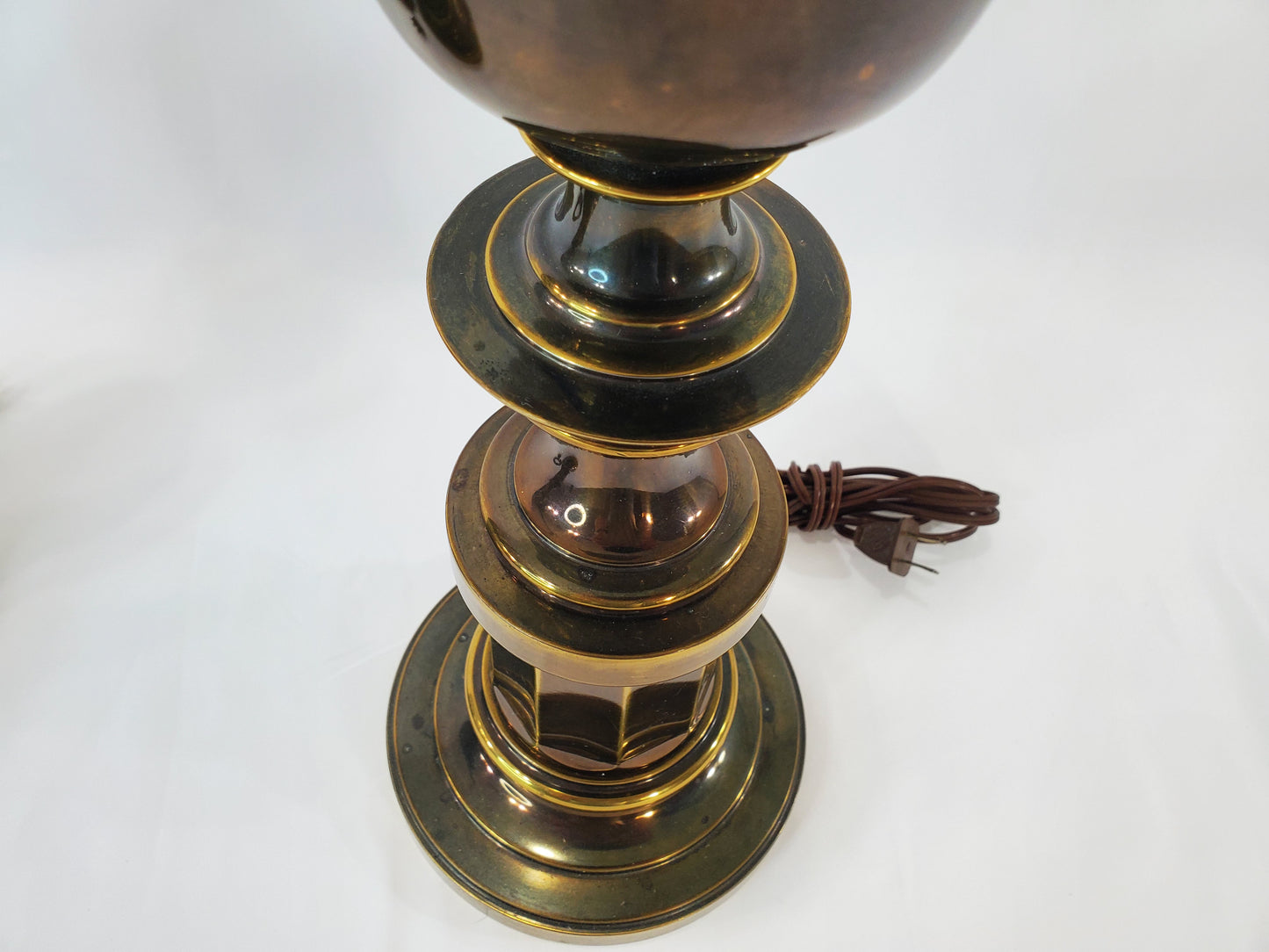 Pair Vintage Stiffel Brass Hollywood Regency Column and Baluster Table Lamps