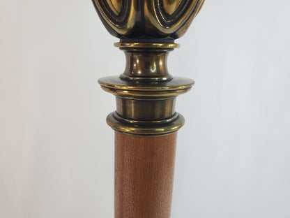 Pair Vintage Stiffel Torchiere Table Lamps Brass Wood - Rare Neoclassical Design