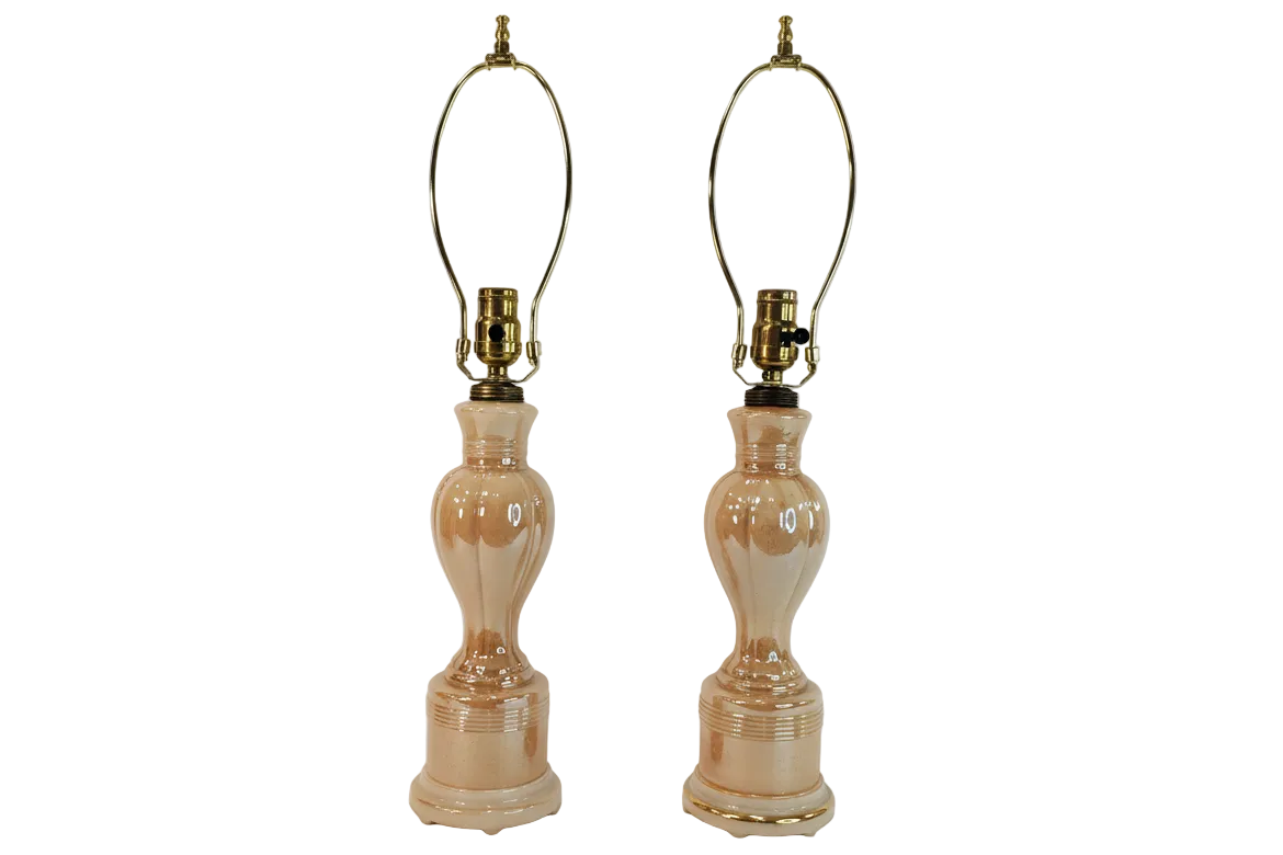 Pair of 1940s Aladdin Alacite G311 Table Lamps - Golden Lustre