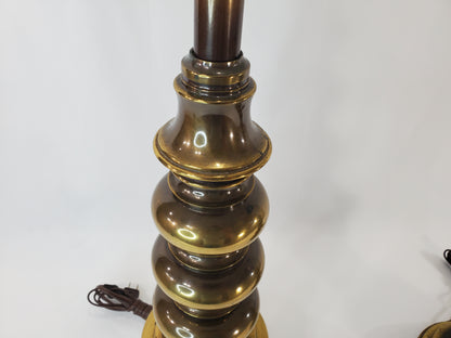 Pair of Vintage MCM Stacked Orb Brass Table Lamps