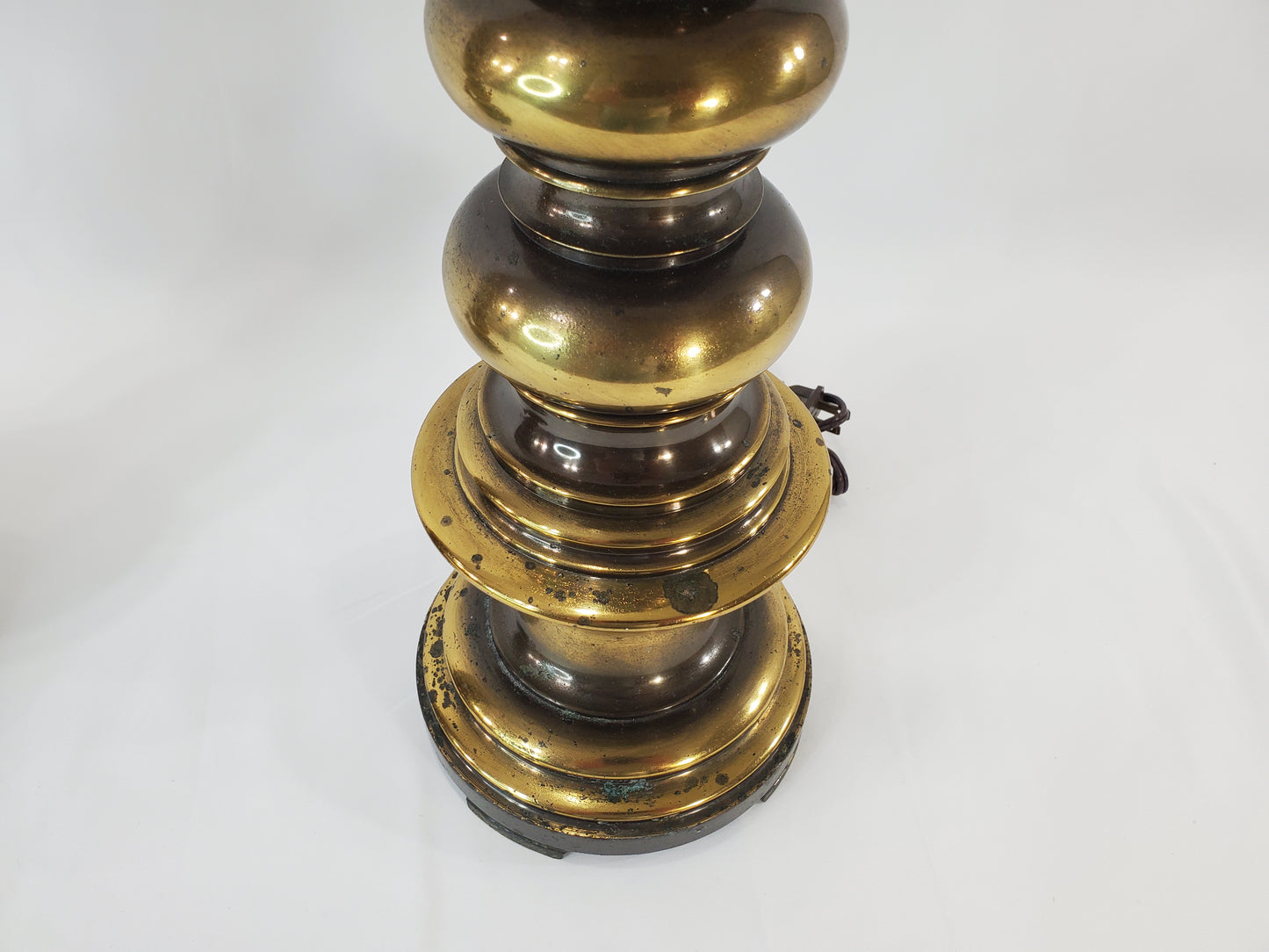 Pair of Vintage MCM Stacked Orb Brass Table Lamps