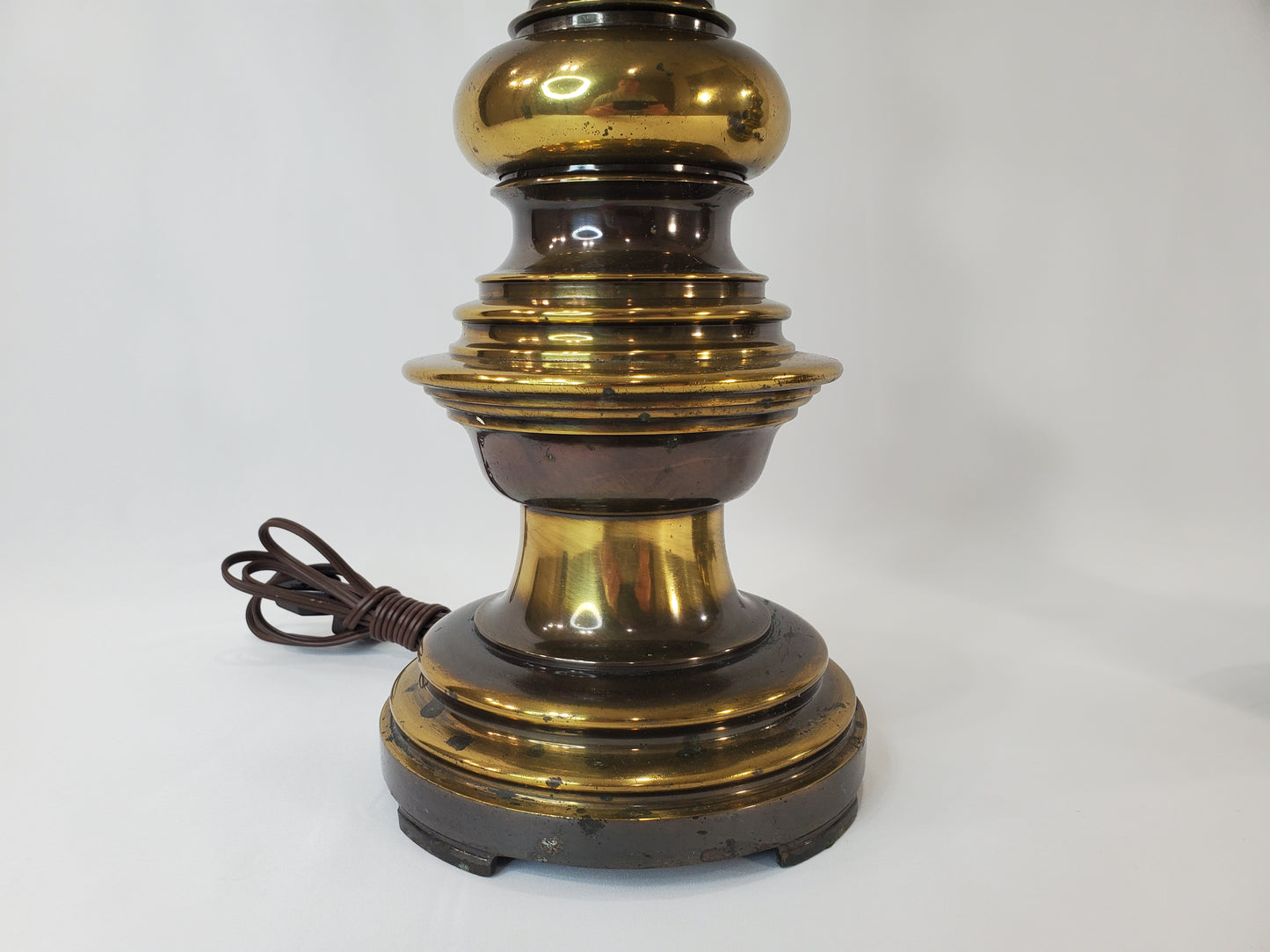 Pair of Vintage MCM Stacked Orb Brass Table Lamps