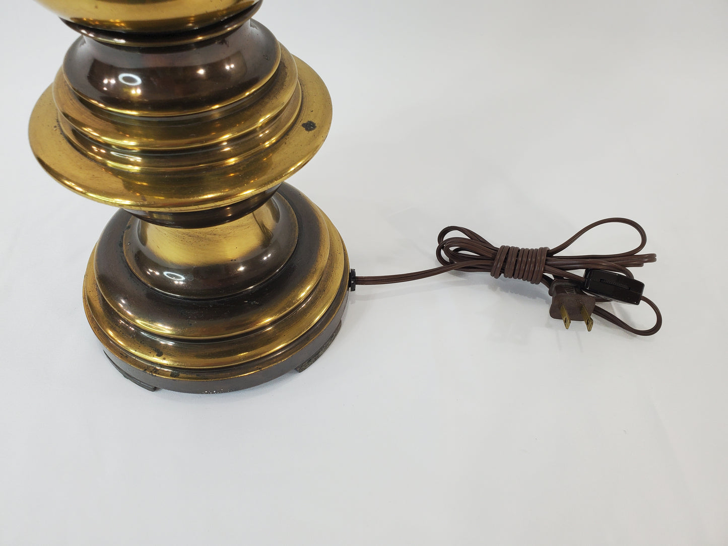 Pair of Vintage MCM Stacked Orb Brass Table Lamps