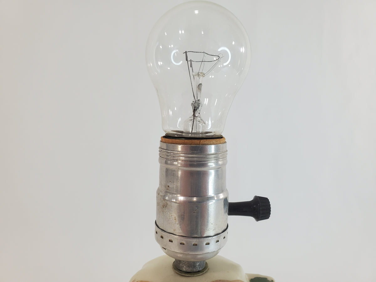Vintage 1940s Ceramic Rose and Tassel Boudoir Lamp