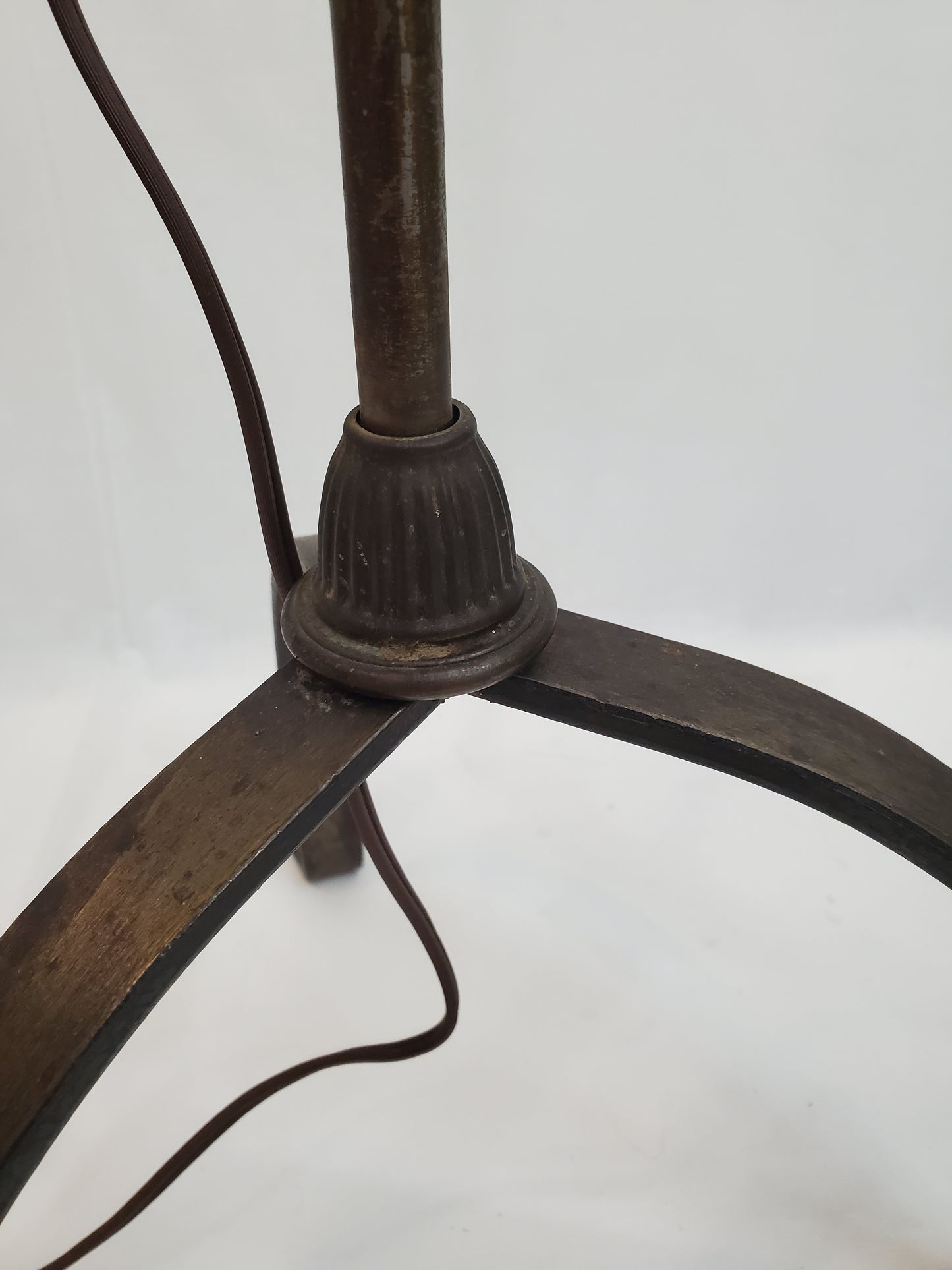 Vintage Adjustable Wrought Iron Bridge Lamp - Brass Candle Holder Accent