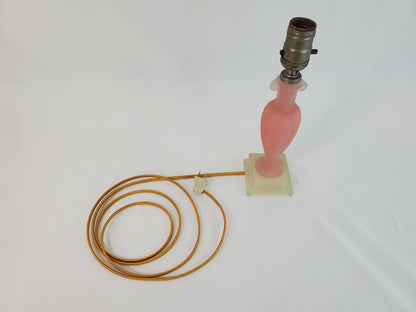 Vintage Aladdin Alacite Glass Boudoir Lamp Art Deco Pink