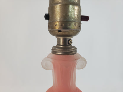 Vintage Aladdin Alacite Glass Boudoir Lamp Art Deco Pink