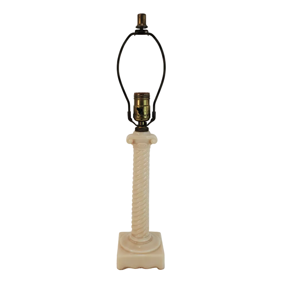 Vintage Aladdin Alacite Glass Ionic Column Table Lamp 1940s