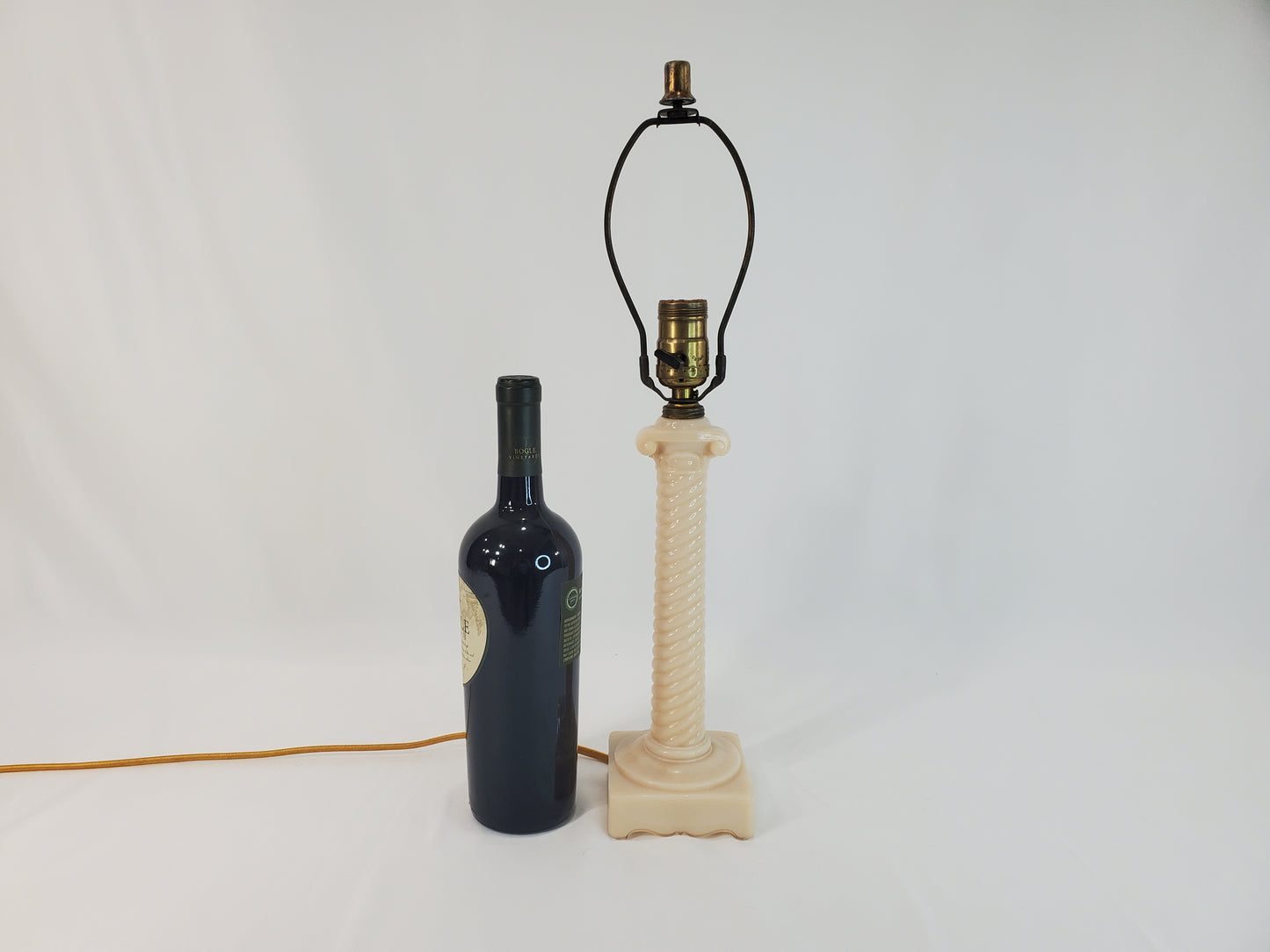 Vintage Aladdin Alacite Glass Ionic Column Table Lamp 1940s
