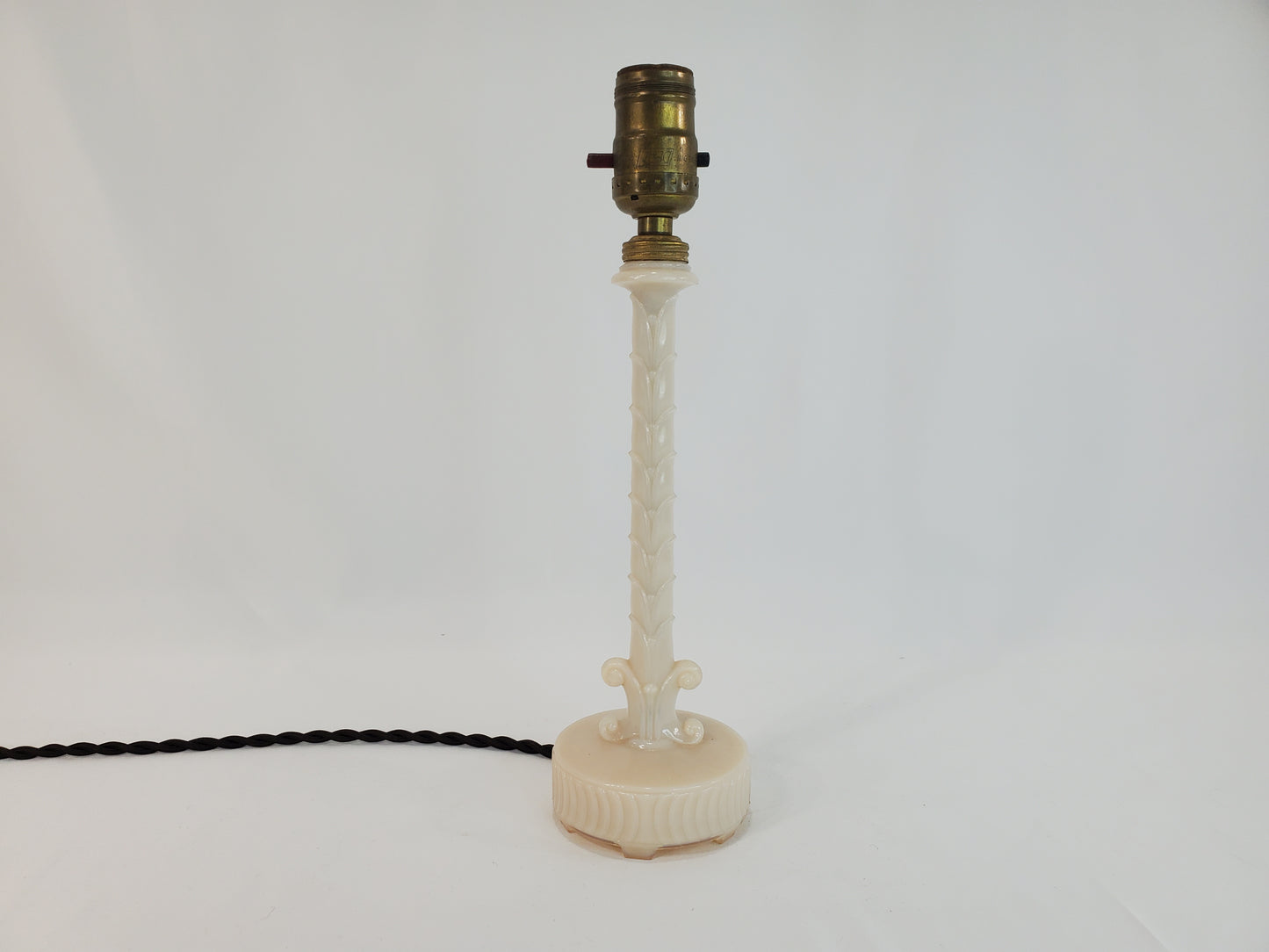 Vintage Aladdin Alacite Glass Table Lamp Leaf Column Design 1940s