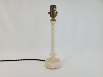 Vintage Aladdin Alacite Glass Table Lamp Leaf Column Design 1940s