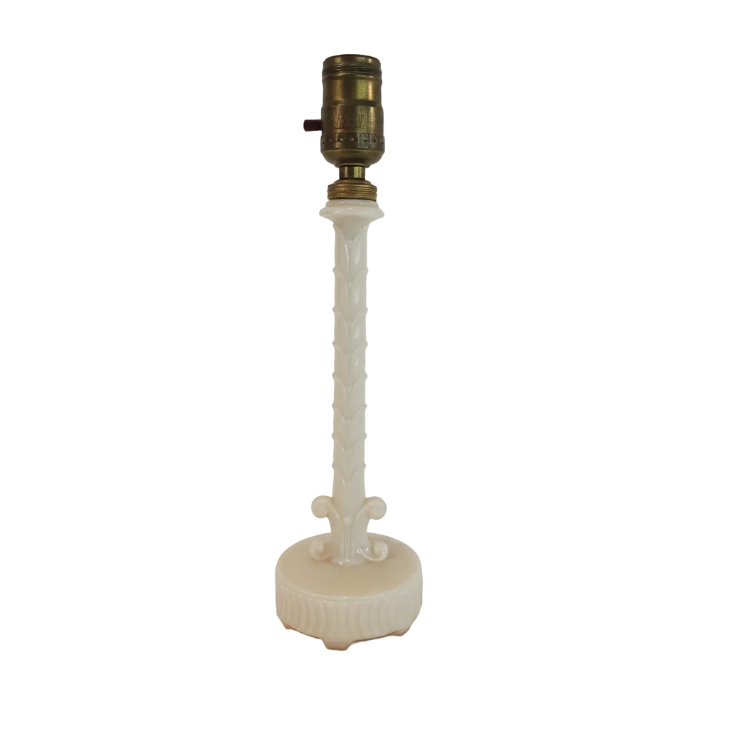 Vintage Aladdin Alacite Glass Table Lamp Leaf Column Design 1940s