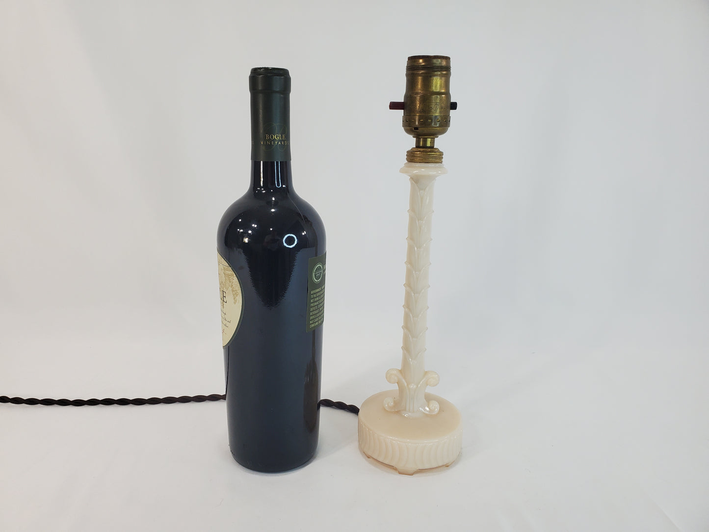 Vintage Aladdin Alacite Glass Table Lamp Leaf Column Design 1940s