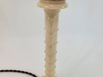 Vintage Aladdin Alacite Glass Table Lamp Leaf Column Design 1940s