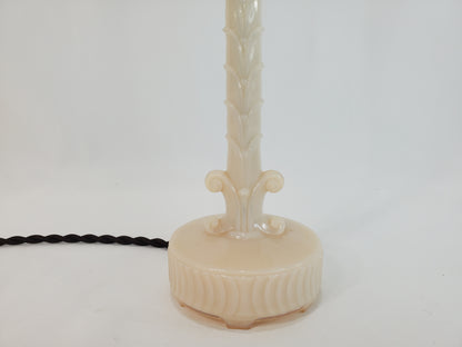 Vintage Aladdin Alacite Glass Table Lamp Leaf Column Design 1940s