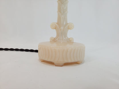Vintage Aladdin Alacite Glass Table Lamp Leaf Column Design 1940s